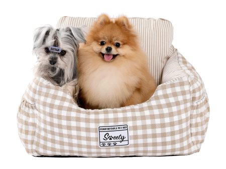 Asiento para coche para perros PETEPELA con cinturón de seguridad, elevador suave, impermeable y antideslizante en color beige Embalaje Deteriorado Sale