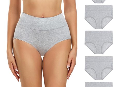 Talla: XL - Pack de 5 Bragas de Mujer de Algodón de Cintura Alta en Color Gris Embalaje Deteriorado Online