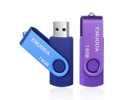 Memoria USB ENUODA 2 Piezas 16GB USB 2.0 Stiack Flash Drive Pendrive Pivote Giratoria Plegable Diseño de Cierre (Violeta Azul) Embalaje Deteriorado on Sale