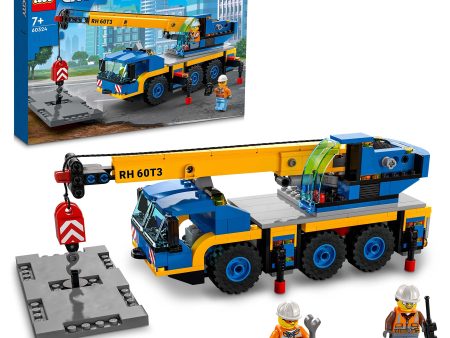 LEGO 60324 City Grúa Móvil de Juguete con 2 Mini Figuras de Trabajadores, Vehículo de 6 Ruedas, para Niños Embalaje Deteriorado For Discount