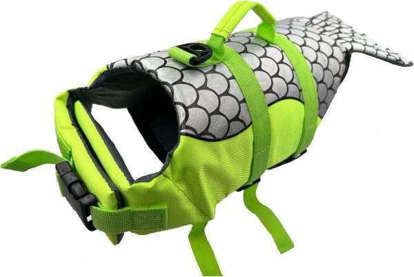 Chaleco salvavidas para perro Lifesaver Seguridad Chaleco reflectante Talla ajustable Chaleco salvavidas para perro para nadar Surf Caza en barco (L, Chaleco salvavidas verde para perro) Online now