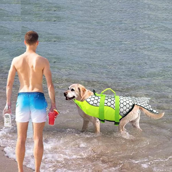 Chaleco salvavidas para perro Lifesaver Seguridad Chaleco reflectante Talla ajustable Chaleco salvavidas para perro para nadar Surf Caza en barco (L, Chaleco salvavidas verde para perro) Online now