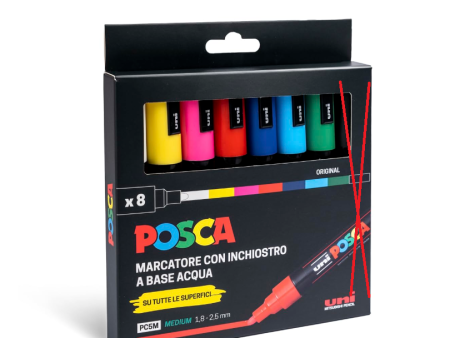 Rotuladores acrílicos UniPosca - Juego de 8 colores surtidos de punta media de 2,5 mm (Falta 1 unidad, incluye 7) Embalaje Deteriorado Online Hot Sale