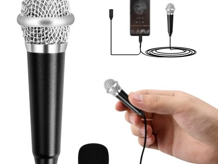 Micrófono de Karaoke Mini Vesaneae, Micrófono Vocal Portátil con Cable de Metal para Teléfono Celular y Ordenador Portátil (Negro) Embalaje Deteriorado For Sale