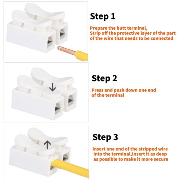 100 conectores de cable 2P CH-2, Domino Electricite, conector de cable, conectores de cable rápido LED eléctrico, 10 A 220 V 2 pines conectores de cable con resorte, conector de bloque de terminales blanco Embalaje Deteriorado Supply